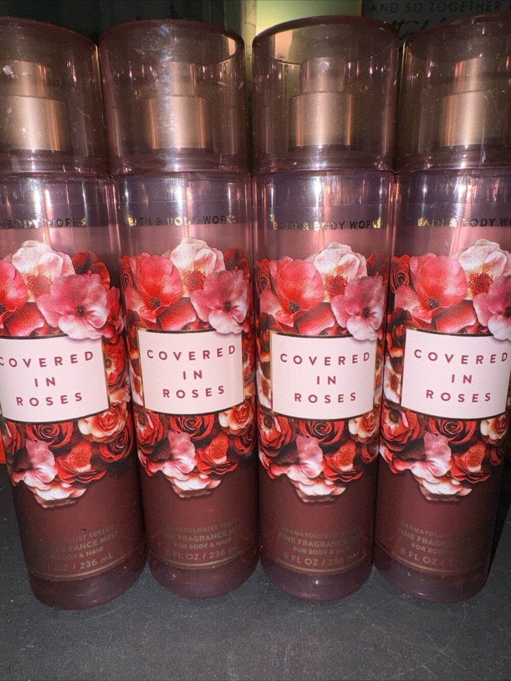 Qty (4) New Bath & Body Works COVERED IN ROSES Fine 8 fl oz